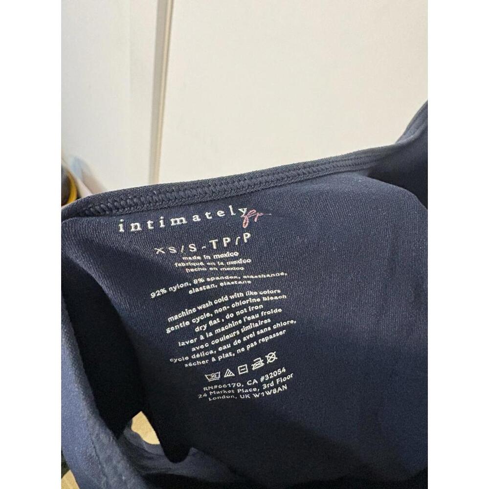 Free‎ People Intimately Navy & Brown Long Sleeve Top With Scooped Back New XS/S - Picture 8 of 8